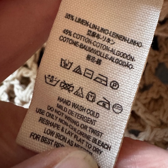 Free People Boho Crochet Knit Top XS Linen Cotton Open Weave Long Sleeve - Picture 10 of 10